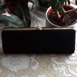 Vintage 60s black and gold convertible clutch purse